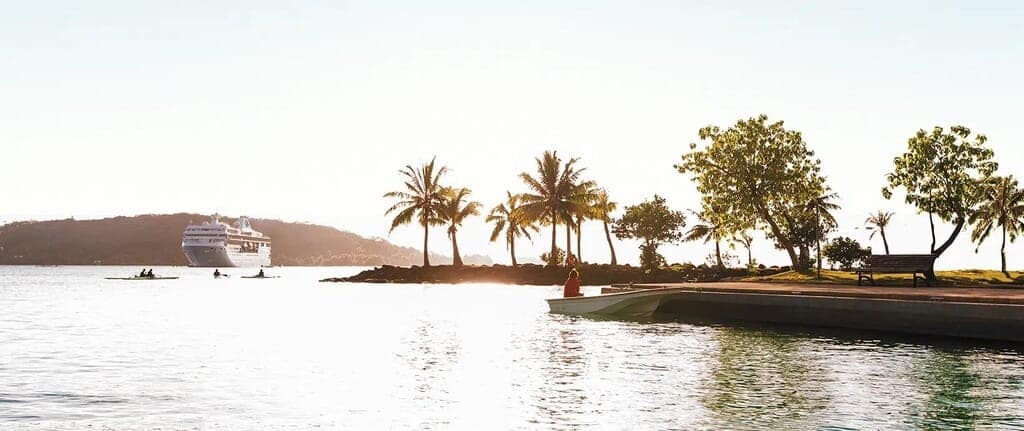 M/S Paul Gauguin at Sunset