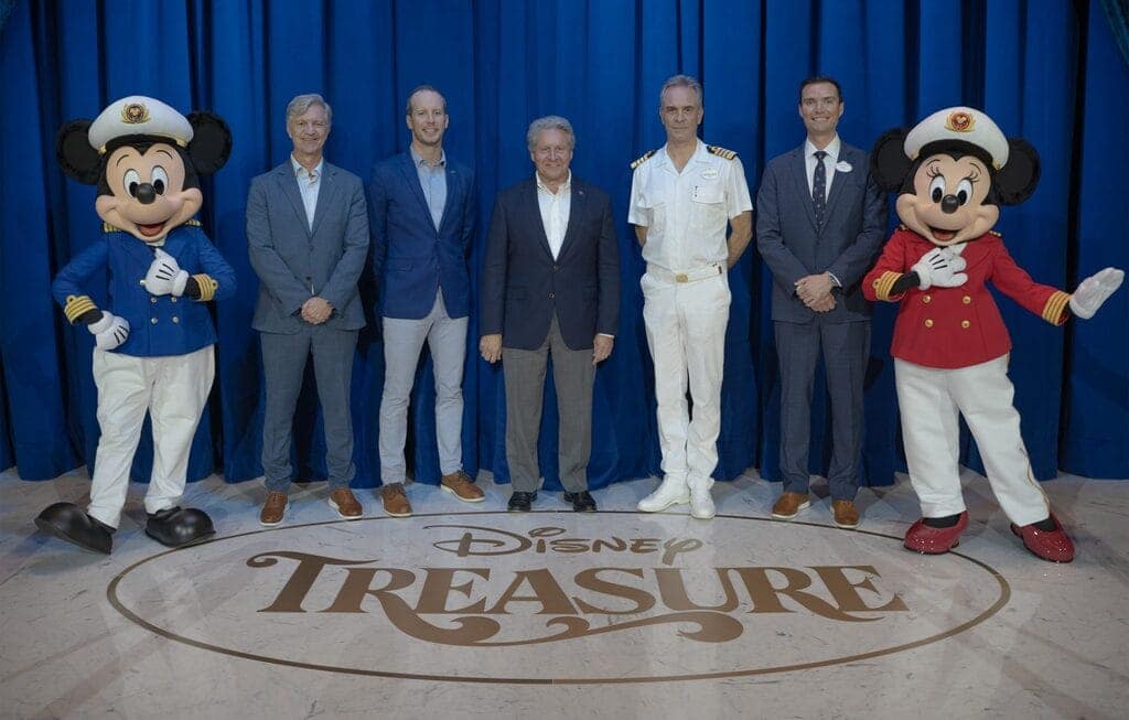 Disney Cruise Line invited government and port officials onboard the new ship for a plaque and key exchange