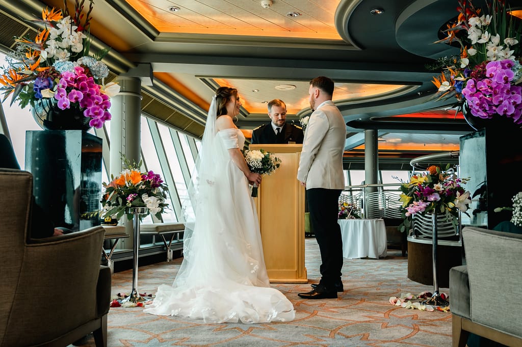 Hannah and Mitchell tied the knot on board Azura, Ventura’s sister ship, while sailing the Greek Islands
