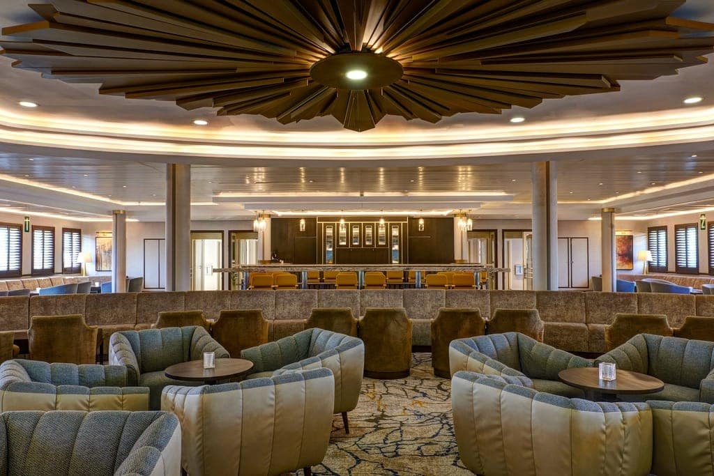 Windstar’s flagship sailing yacht reveals the first stage of its refurbishment with refreshed public spaces, dining venues, and suites
