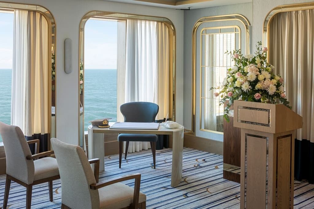 Weddings at sea on P&O Cruises' Iona are held in the Ivory Suite