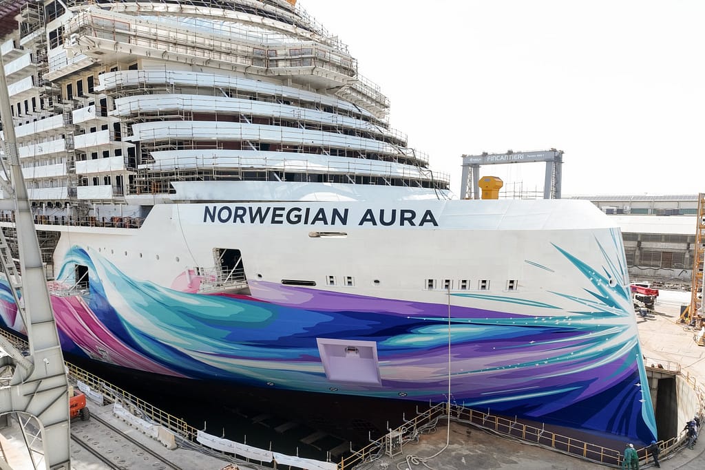 Norwegian Cruise Line celebrate the float out of Norwegian Aura