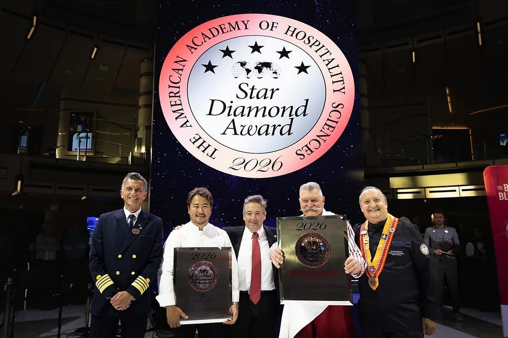 Princess Cruises has been honored with the prestigious 2026 International Five Star Diamond Award, recognizing excellence in culinary innovation, quality and service