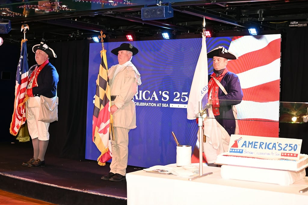 Color Guard presents Colors to kick off A250 event aboard Carnival Pride in Baltimore