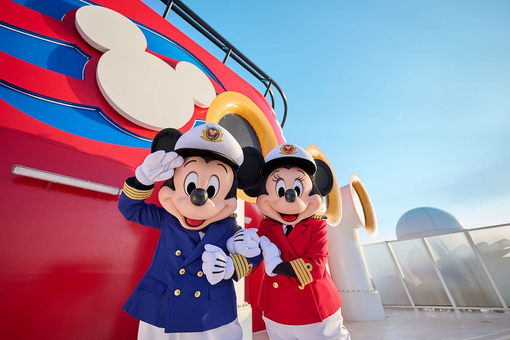 Mickey Mouse and Minnie Mouse onboard Disney Adventure