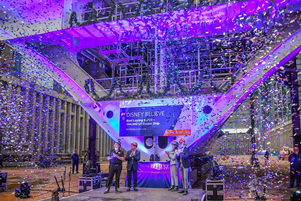 The Disney Believe keel laying ceremony as Disney Cruise Line's new ship moves closer to setting sail in 2027