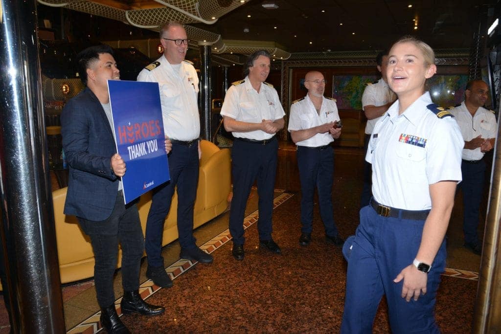 Carnival showed its support by welcoming women military members for a special tribute