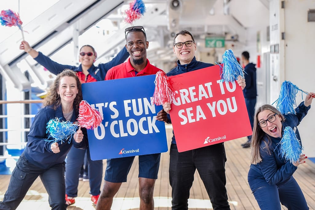Carnival Spirit's team welcoming guests on board from Barcelona on March 16, 2025