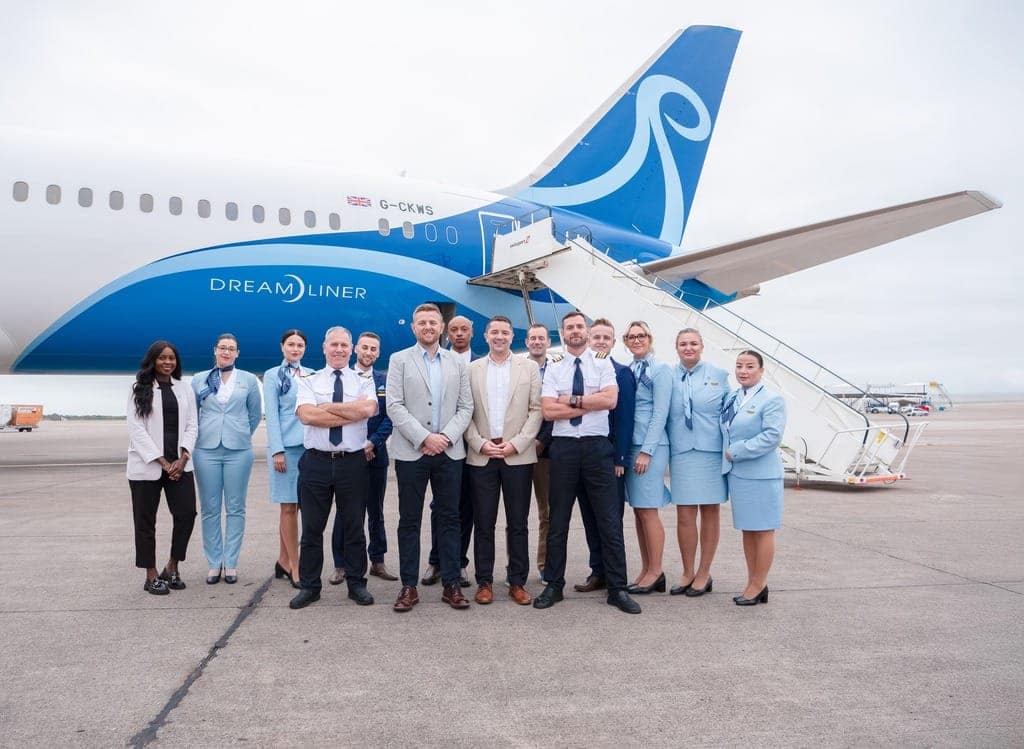 Norse Atlantic Airways cabin crew; Norse Atlantic Airways, director of airports, James Collins; P&O Cruises, hotel operations senior manager, Tom Driscoll.