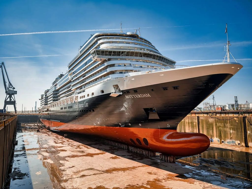 Holland America Line’s Rotterdam in dry dock in The Netherlands
