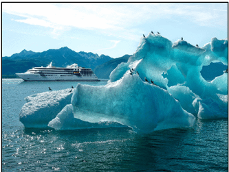 A rendered image of Windstar Cruises' Star Seeker in Alaska