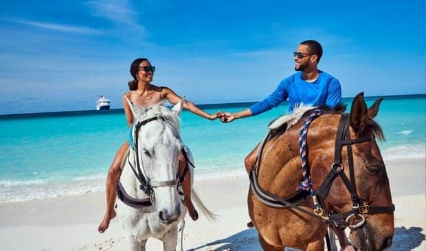 Horseback riding at Half Moon Cay