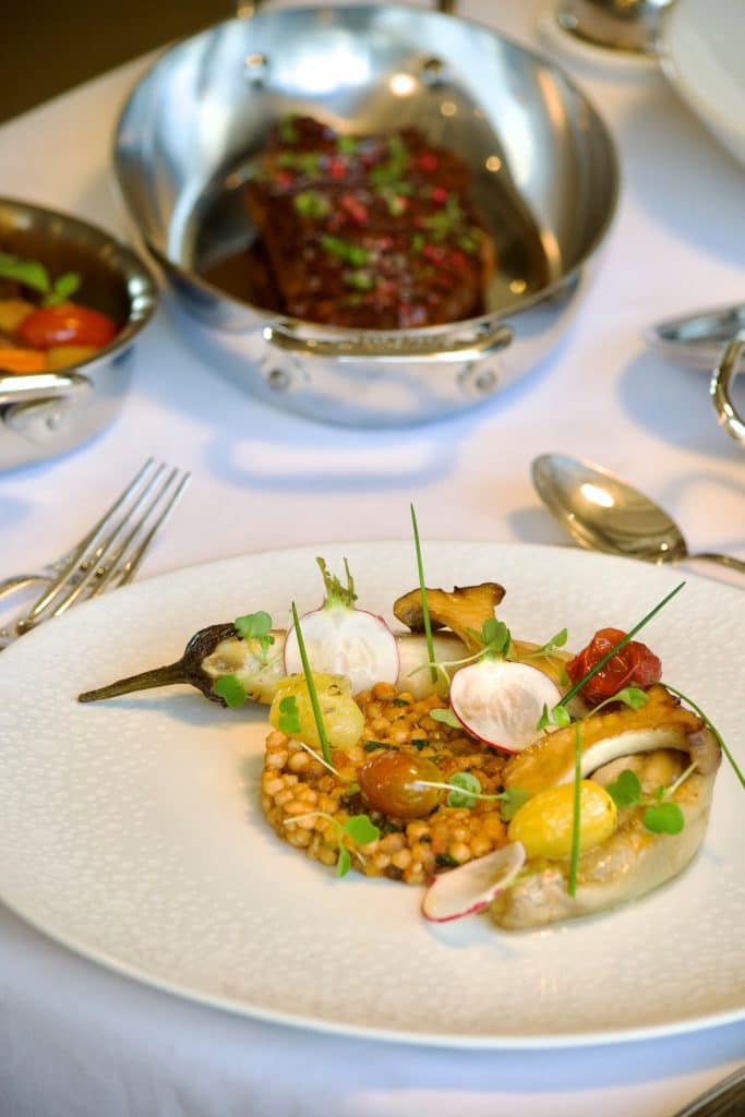 “Fregola con Melanzane” Sardinian Tomato Fregola Pasta & Oven Roasted Purple Eggplant Confit.