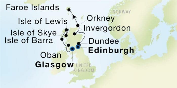 Edinburgh (Leith), Scotland to Glasgow (Troon) Aug 15 – 26, 2027 / 11 days