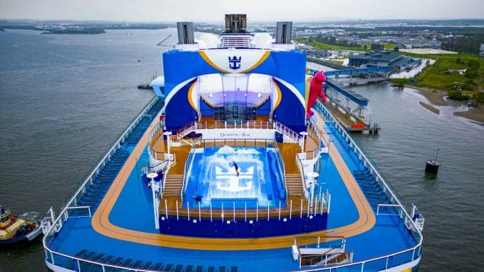 Royal Caribbean’s Quantum of the Seas in Brisbane, Australia. The getaway for families and friends features the North Star observation capsule, the RipCord by iFly skydiving simulator, SeaPlex – the largest indoor activity complex at sea – more than 20 restaurants, bars and lounges, including family-style Italian classics at Jamie’s Italian; and show-stopping entertainment that merges artistry with cutting-edge technology
