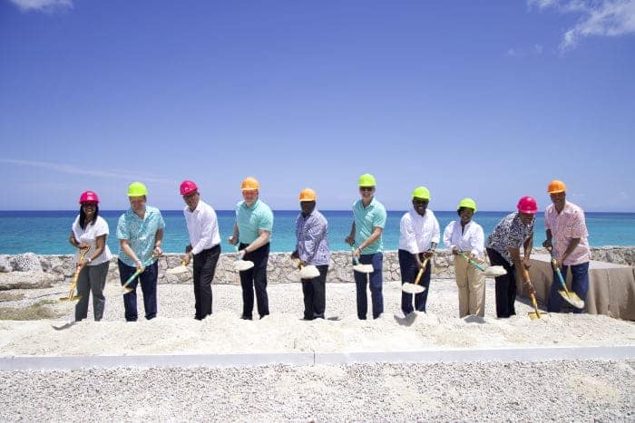 From left to right: Phylicia Woods-Hanna, director of investments of The Bahamas; Jay Schneider, Chief Product Innovation Officer, Royal Caribbean International; Dr. Michael Darville, minister of health and wellness of The Bahamas; Jason Liberty, president and CEO, Royal Caribbean Group; Philip Davis, prime minister of The Bahamas; Michael Bayley, president and CEO, Royal Caribbean International; I. Chester Cooper, deputy prime minister and minister of tourism, investments and aviation of The Bahamas; JoBeth Coleby-Davis, minister of energy and transport of The Bahamas; Philip Simon Jr., president and general manager, Royal Beach Club and Royal Caribbean International Bahamas; and Russell Benford, vice president of government relations – Americas, Royal Caribbean Group.