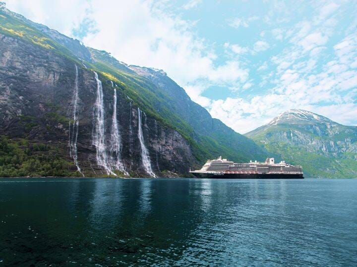 A Holland America Line ship in Geirangerfjord