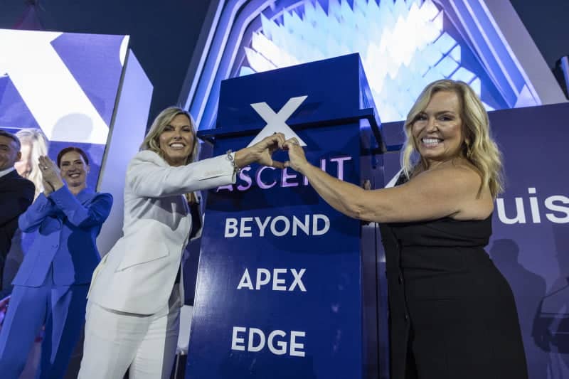 Co-Godmothers Captain Sandy Yawn, star of Bravo TV's hit series, Below Deck, and her sister, Michelle Dunham, christened the highly anticipated Celebrity Ascent