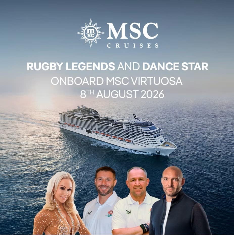 MSC Virtuosa guests will have the chance to sail alongside rugby legends Ben Cohen MBE, Ben Kay MBE and Neil Back MBE, joined by ballroom dancer and former-Strictly professional Kristina Rihanoff