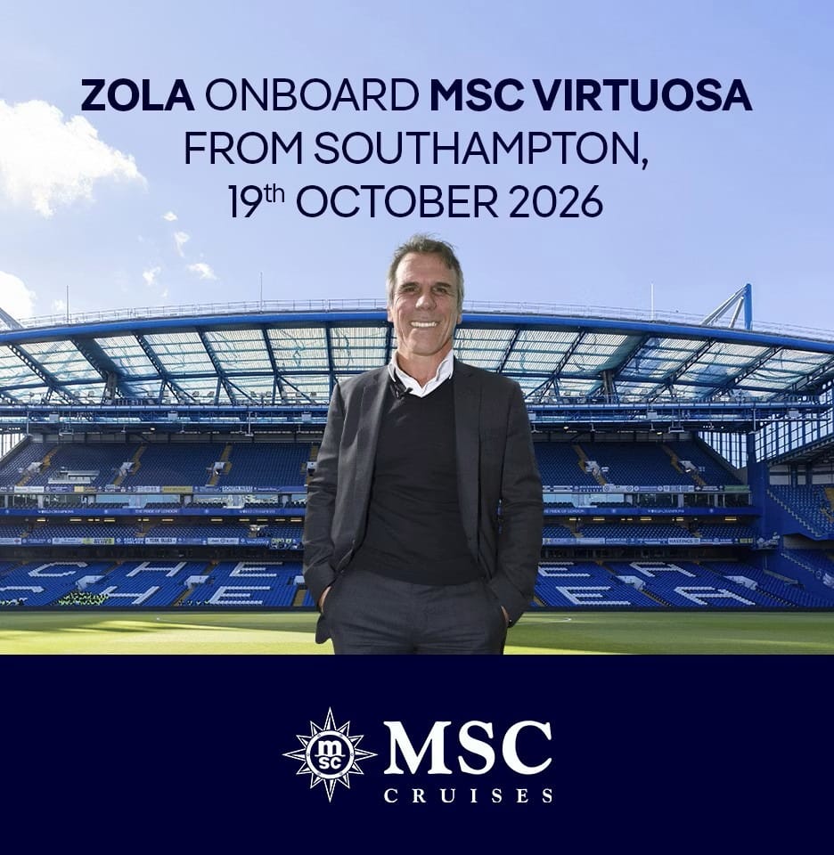 Gianfranco Zola will join MSC Virtuosa for a special sailing on 19 October 2026 packed with unforgettable sporting moments at sea