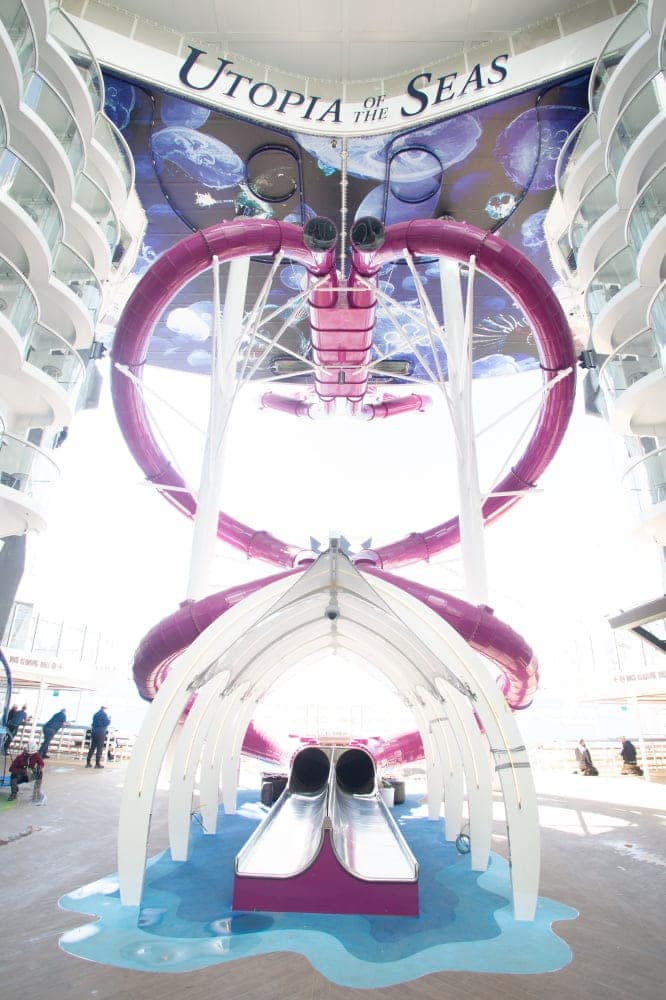 A sneak peek at The Ultimate Abyss, the longest dry slide at sea, on the new Utopia of the Seas as Royal Caribbean preps the ultimate short getaway with finishing touches. Introducing weekend energy to every day of the week, Utopia and its unmatched lineup of 40-plus ways to dine, drink and celebrate; more pools than the days to count, thrills, ways to chill; and more debut in July on 3-night weekend and 4-night weekday getaways from Port Canaveral (Orlando), Florida.
