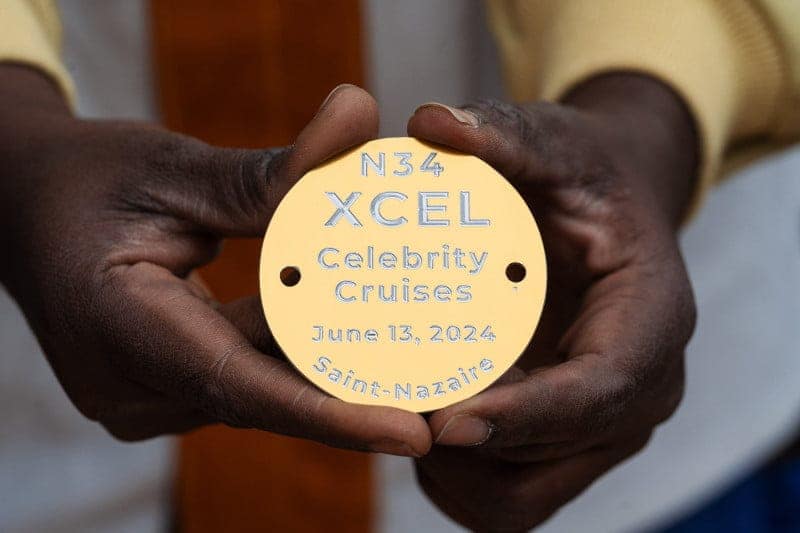 Newly minted coins were placed to bestow good luck on Celebrity Xcel, marking the official commencement of construction on Celebrity Cruises’ newest ship
