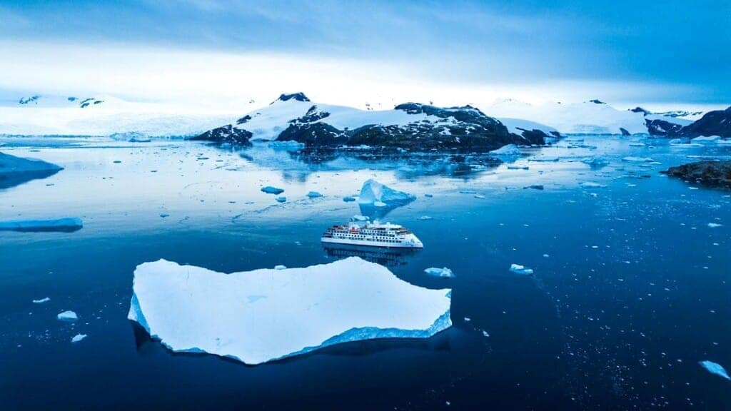 AE Expeditions' Greg Mortimer in Antarctica, Credit Tyson Mayr