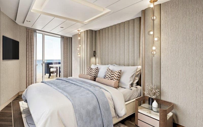 Norwegian Encore Haven Suite Bedroom - Rendered Image