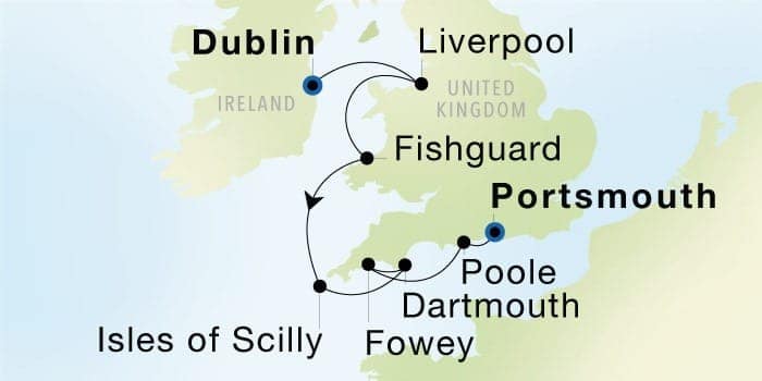 Dublin, Ireland, to Portsmouth, England Sep 9-16, 2027 / 7 days