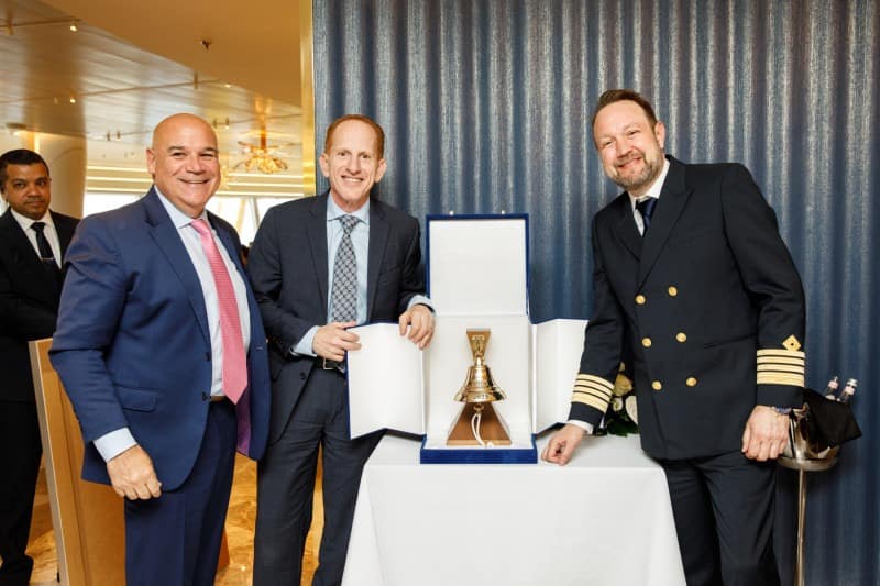 Norwegian Aqua Delivery Ceremony - From left to right: David J. Herrera, President of Norwegian Cruise Line, Harry J. Sommer, President and Chief Executive Officer of Norwegian Cruise Line Holdings Ltd., and Robert Lunderberg, Norwegian Aqua’s Captain.