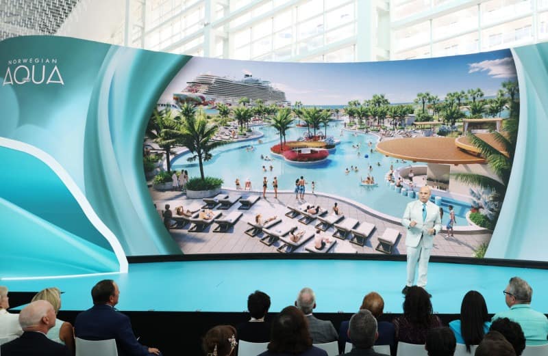 David J. Herrera, President of Norwegian Cruise Line speaks onstage during the Norwegian Cruise Line Officially Christens Norwegian Aqua In Miami And Reveals Expansion Plans For Great Stirrup Cay, The Brand's Private Island Destination on April 13, 2025 in Miami, Florida.