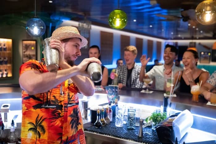 The Bamboo Room on Navigator of the Seas is a laidback Polynesian bar serving up craft cocktails and shareable bites