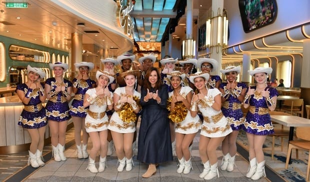 Carnival Cruise Line President Christine Duffy with Galveston Ball High Tornettes