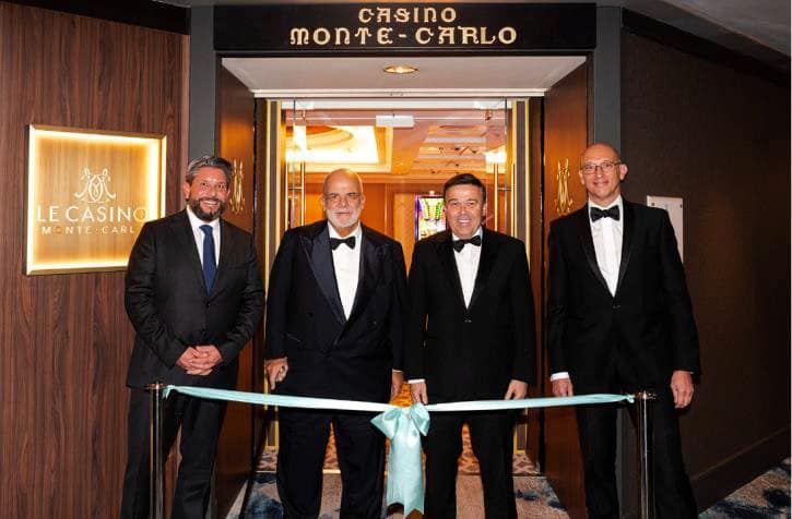From left to right: Bernie Leypold, SVP, Hotel Operations at Crystal; Manfredi Lefebvre d'Ovidio, Executive Chairman of the A&K Travel Group; Stéphane Valeri, Chairman & CEO of Monte-Carlo Société des Bains de Mer; Pascal Camia, Director of International Development MCSBM