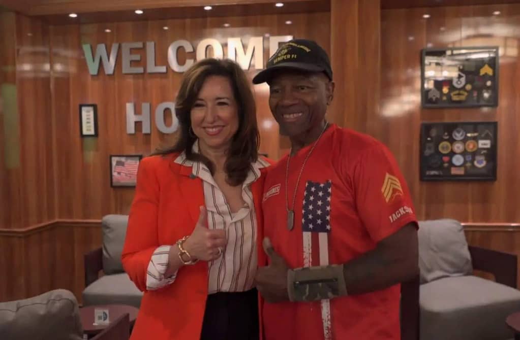 Carnival Cruise Line President Christine Duffy visits a Veterans Meet and Greet at Heroes Tribute Bar Lounge