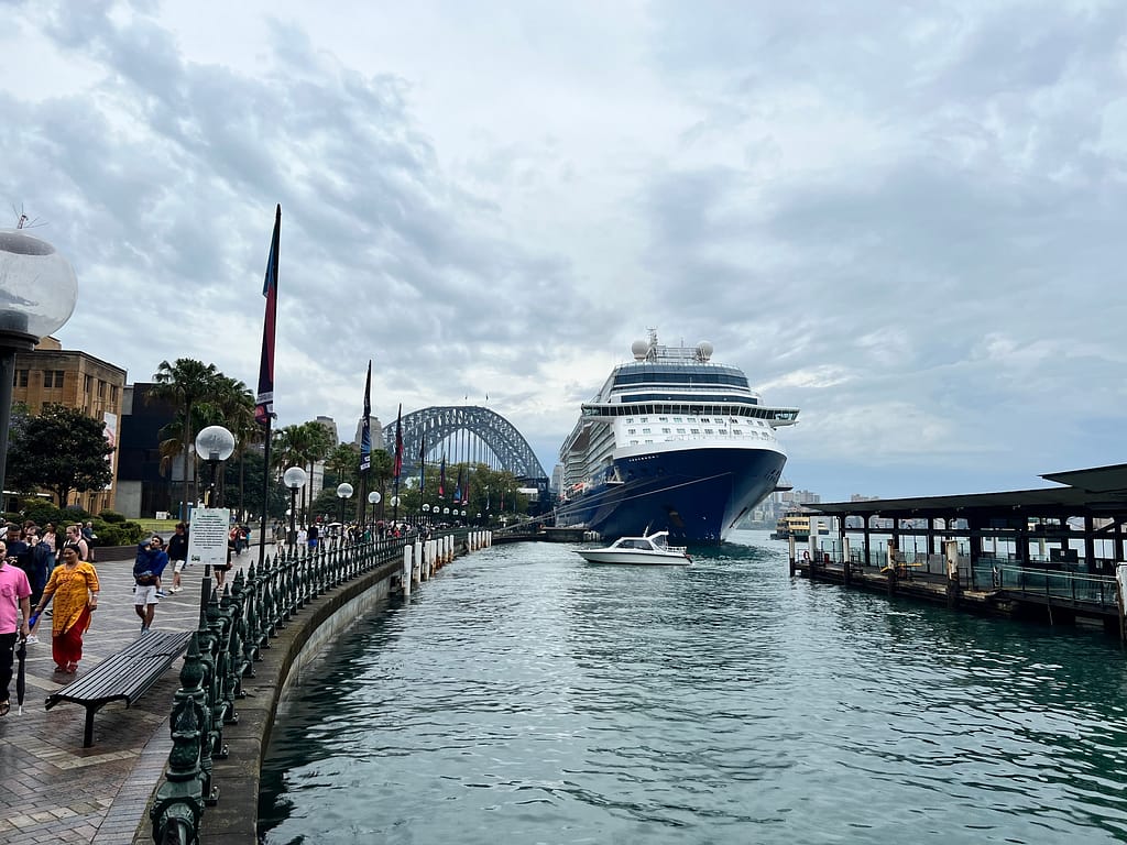 Celebrity Eclipse alongside in downtown Sydney