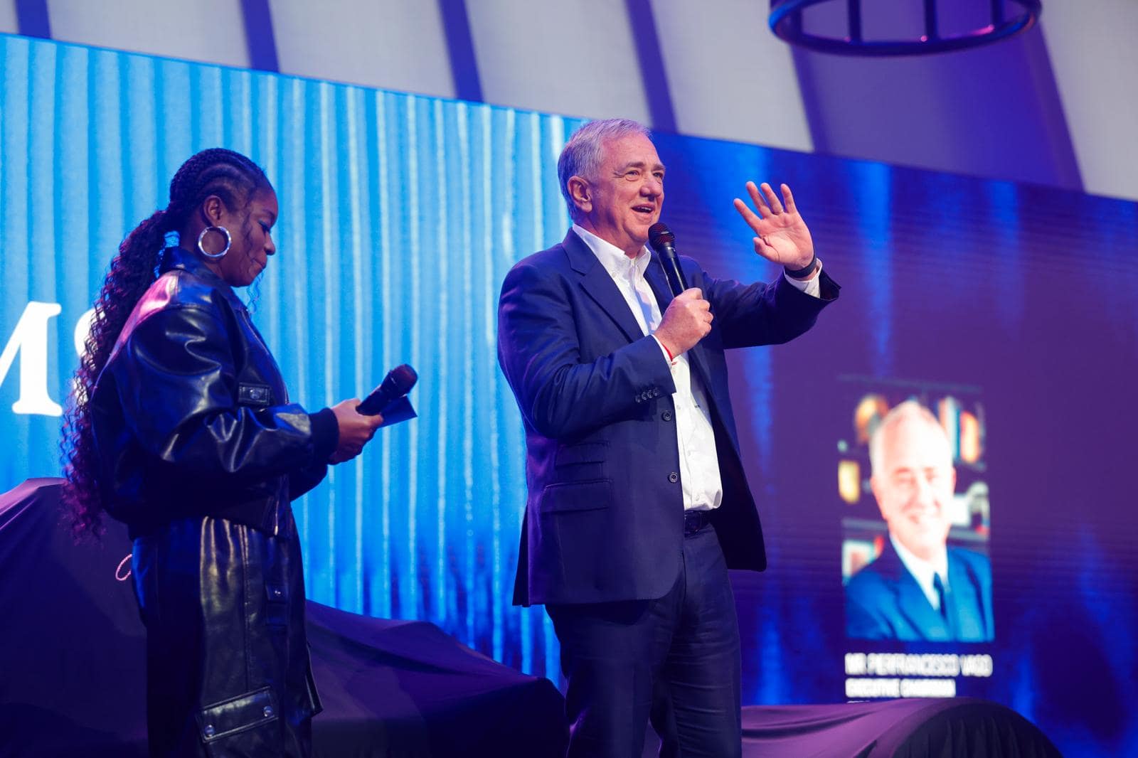 MSC Cruises Executive Chairman Pierfrancesco Vago with host Clara Amfo